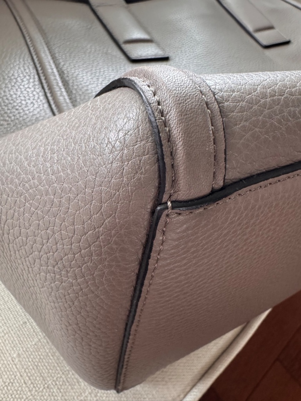 SMAAK Amsterdam Grey Pebbled Leather Laptop Tote | Shoulder & Top Handles - Picture 6 of 12